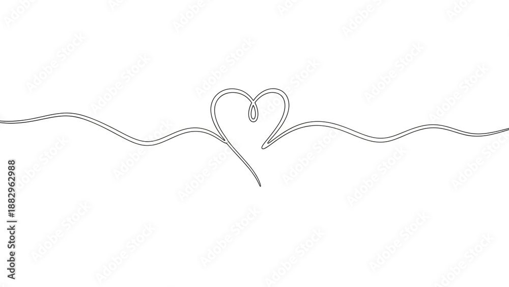 Fototapeta premium A simple line drawing of a heart on a wavy line