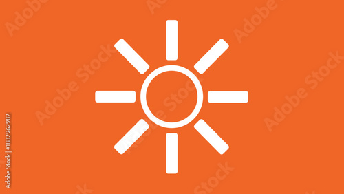 White Sun Symbol on Orange Background Simple Graphic Representation.