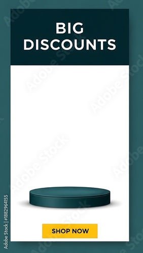 Wallpaper Mural Big discounts banner with product podium Torontodigital.ca