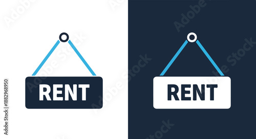 Rent signs on dark and light backgrounds