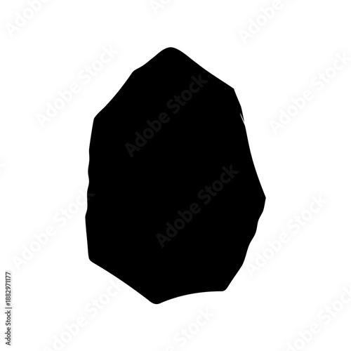 a black irregular polygon shape on a white background