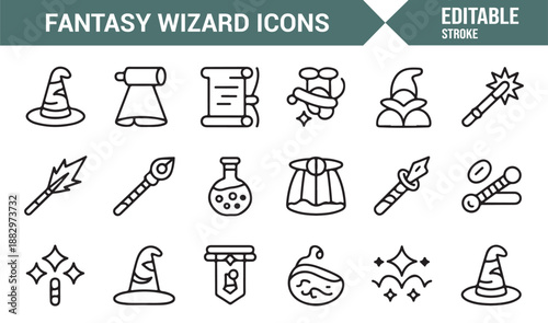 Arcane magic wizard elements outline illustration