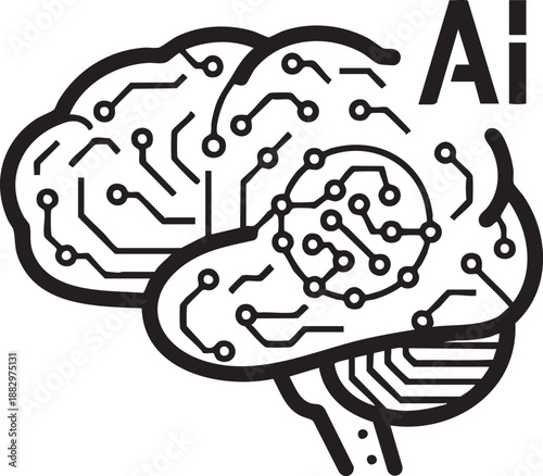 Detailed circuit board brain illustration representing artificial intelligence and advanced neural networks.