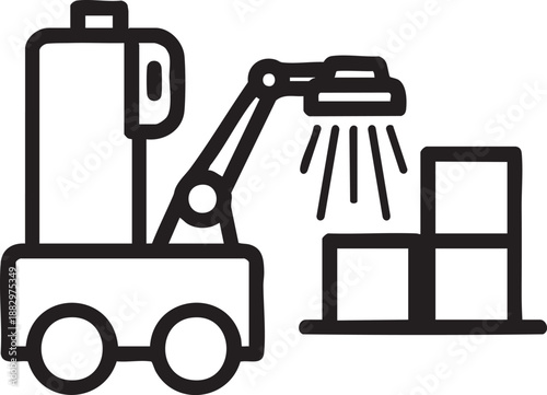 Automated agricultural robot spraying plants for efficient smart farming and crop maintenance.