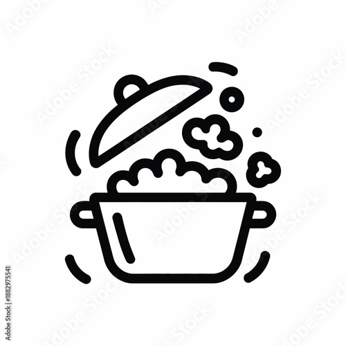 Cooking pot with bubbling contents isolated on white background, Vector, illustration