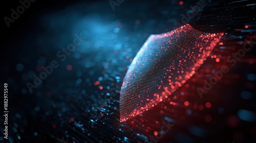 Red and blue shield with a lot of sparkles