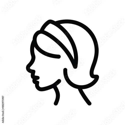 Side profile of a woman with headscarf isolated on white background, Vector, illustration