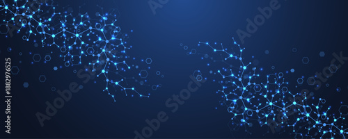 Molecular abstract structure and genetic engineering DNA. Healthcare and medicine background concept. Scientific research background. Wave flow. Innovation pattern. Vector illustration.