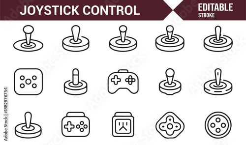 Gaming hardware joystick icons vector set