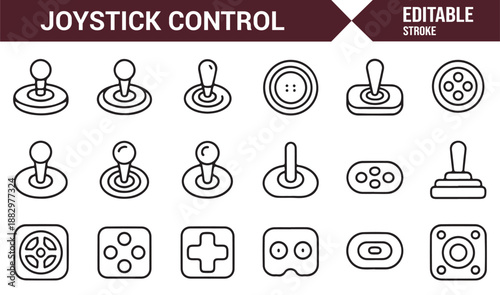 Gaming joystick control icons collection isolated on white