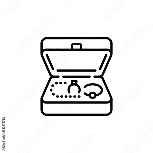 Engagement ring in box isolated on white background, Vector, illustration