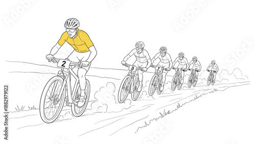 Cyclist competition in linear style with minimalistic and dynamic elements