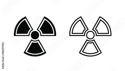 two black and white radioctive hazard symbols isolated on a white background