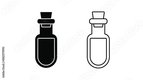 two bottle cork icons set black and white illustration of stopper design