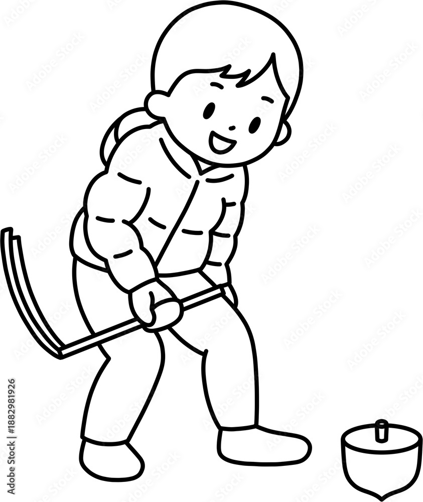 Fototapeta premium 팽이치기 흑백