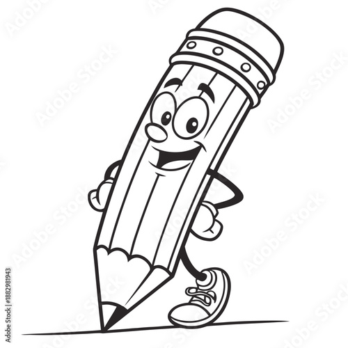Smiling Pencil Character for Preschool Writing Practice