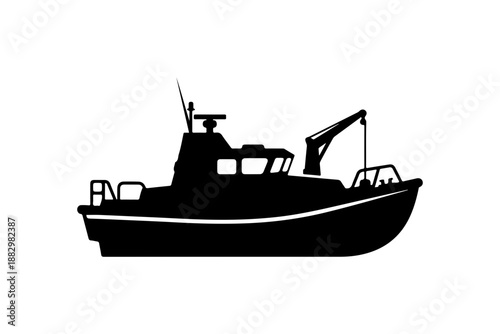 Industrial Ship with Crane Illustration