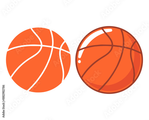 Basketball ball icons set, orange sports equipment vector illustration