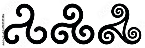 Triskele Celtic Symbol Vector Featuring Trinity Knot and Triple Spiral Design Isolated on White Background
