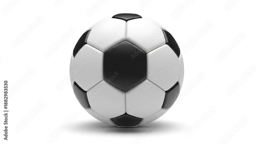 Fototapeta premium Soccer Ball in Classic Black and White Hexagons on Isolated White Background for Sports