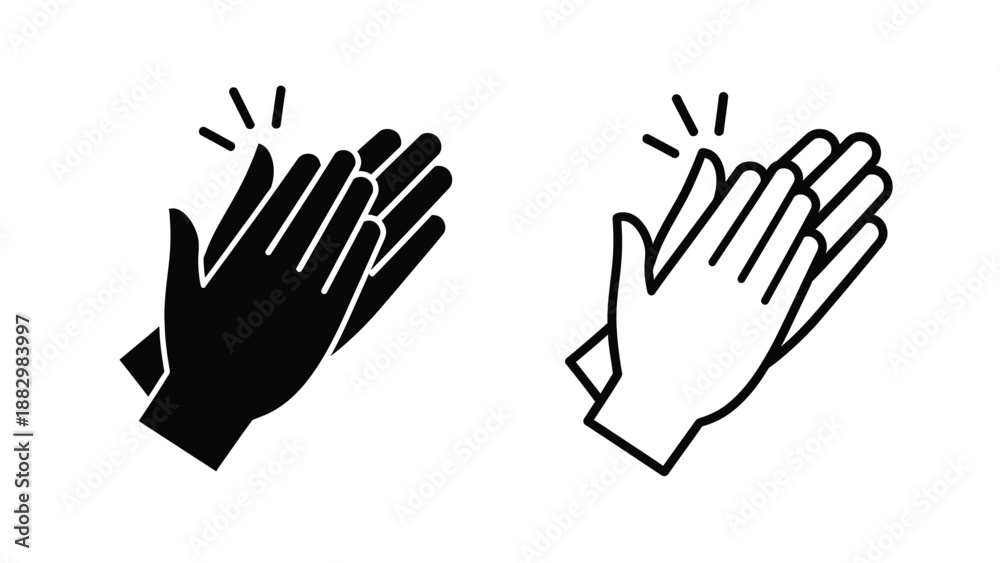 Fototapeta premium a simple graphic illustration depicting two clapping hands one black and one white