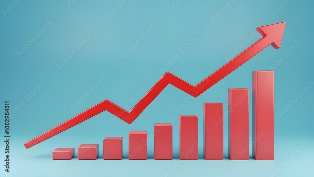 Obraz premium Increasing trend graph with rising arrow