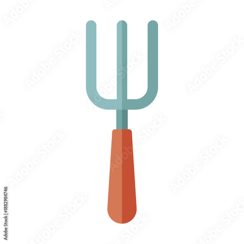 Garden Fork Flat Colored Icon for Soil Cultivation Gardening Tools and Outdoor Work