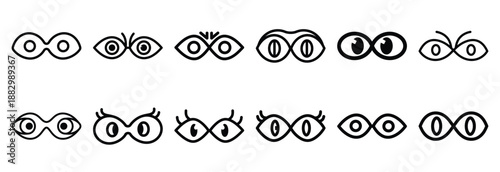 Collection of  bushbaby jump eyes  line art icons on white background. Set of animal linear symbols. Vector illustration.