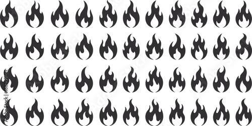A repeating series of small black flame shapes creating a visual grid on a plain white background