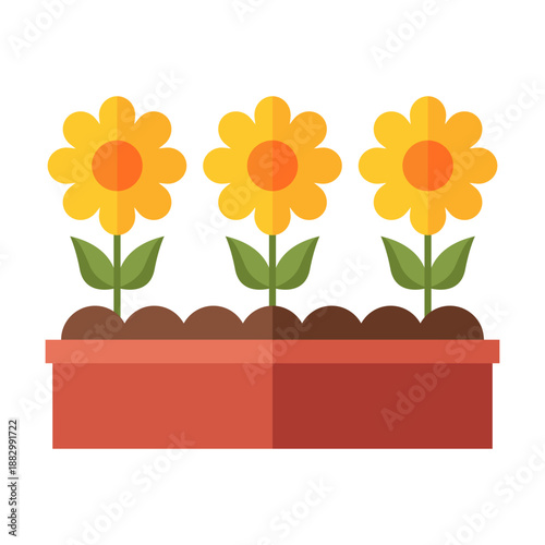 Flower Bed Flat Colored Icon for Garden Landscaping Decorative Planting and Outdoor Design