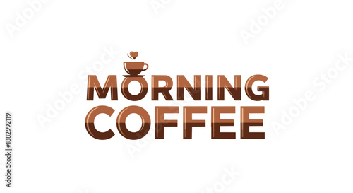 Invigorating Morning Coffee Logo Design Featuring Stylized Cup and Heart Icon with Warm Brown Tones