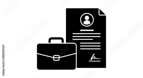 Business concept and employment application document with briefcase icon