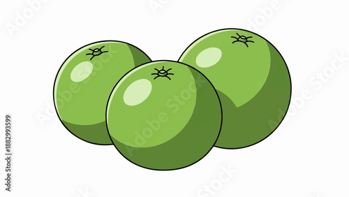 Three bright green cartoonish limes or lemons clustered together