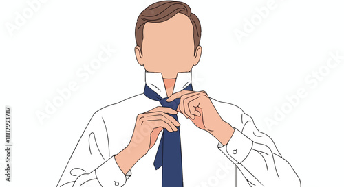 Step-by-step graphic demonstrating the art of tying a perfect blue necktie, highlighting professional dress preparation and a polished presentation