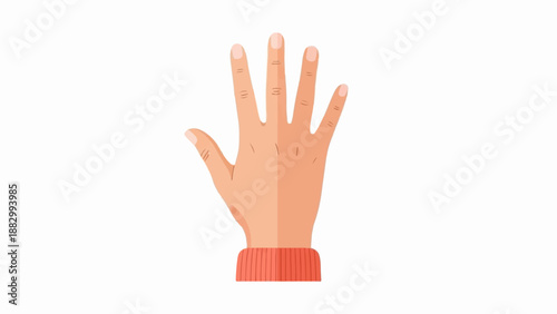 Stylized open hand with five fingers extended, wearing a textured cuff