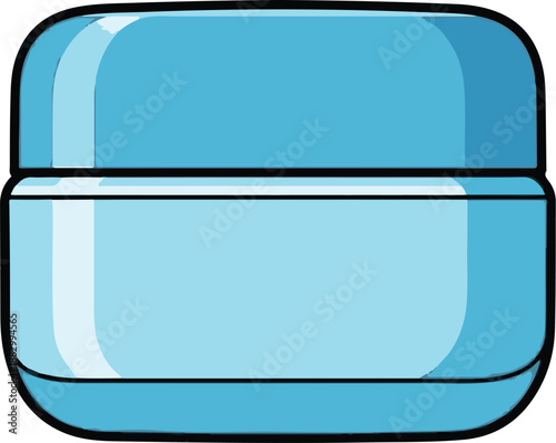 Simple cartoon illustration of a blue cosmetic jar with a lid