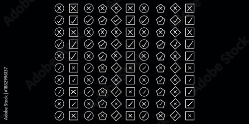 Grunge vector checkmark and cross. Grunge green check mark and red cross mark icon set. brush correct or incorrect sign with circle