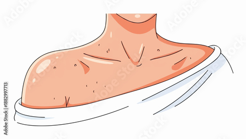 Stylized illustration of a person's neck and shoulders with skin blemishes