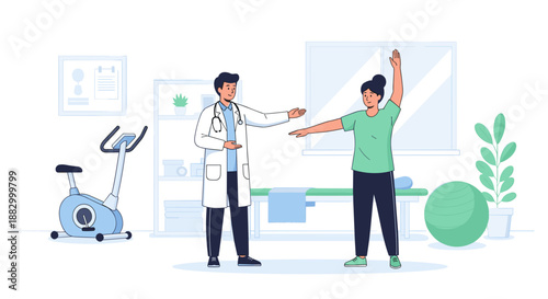 Patient rehabilitation session with healthcare professional for therapy and wellness programs 