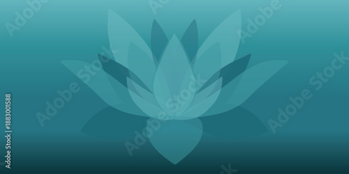 Abstract Blue Lotus Flower Meditation Background, Minimal Zen Vector for Mindfulness, Spa Wellness, Yoga, Relaxation and Spiritual Balance