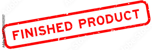 Grunge red finished product word square rubber seal stamp on white background