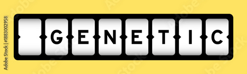 Black color in word genetic on slot banner with yellow color background