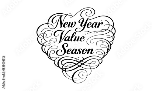 Handcrafted calligraphy typography design with ornamental flourishes for retail promotions.