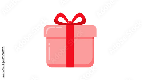 Pink Gift Box with Red Ribbon Bow - Surprise Present Icon