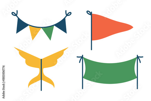 Colorful Flags and Banners Illustration