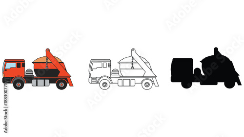 A colorful illustration of different cement truck designs on a white background