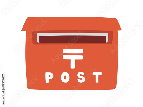 郵便マーク付き赤い郵便ポストのイラスト