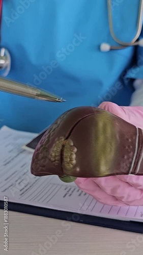 Wallpaper Mural Doctor with human liver anatomy model. Liver cancer and tumor concept Torontodigital.ca