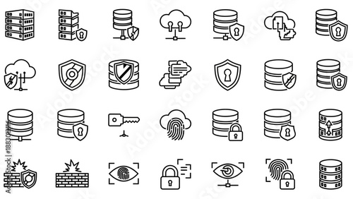 Collection of Database and Security Icons.