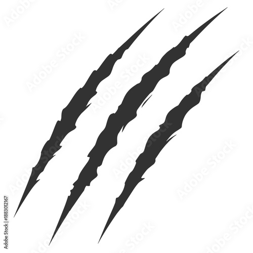 Animal claw scratches mark set, cat tiger paw scratch shape, easy editable vector illustration isolated on transparent background